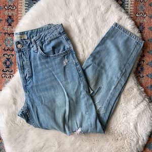 Topshop Moto Hayden straight jean light wash distressed ripped denim 26 x 30